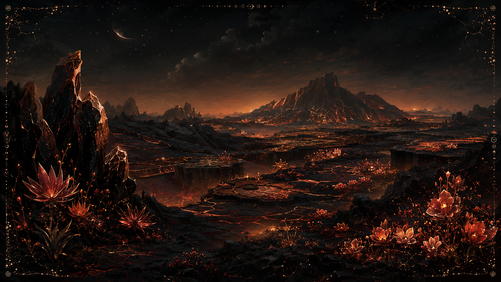 Cindara mit Aschenhaengen, Obsidianterrassen und warmer Glut